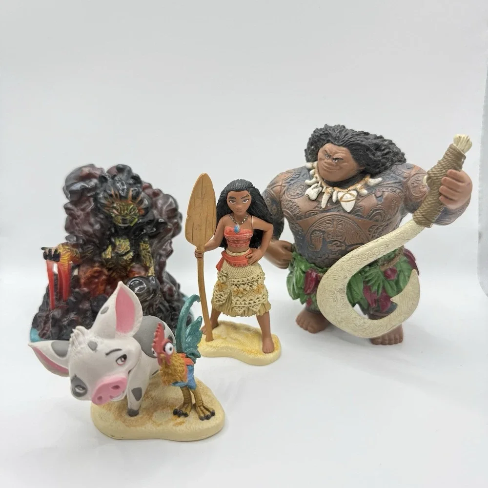 Disney Moana Action Figures Lot of 4- Maui Pua Heihei Te Fiti Lava Monster Te Ka